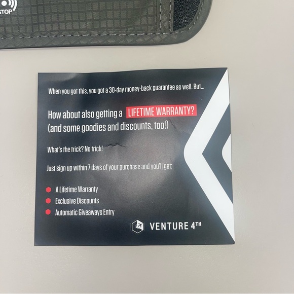 Venture 4TH Neck Pouch Travel Wallet RFID Blocking Passport Holder Gray/Black - Picture 8 of 15